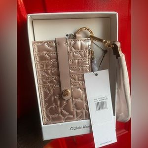 Women's Rosewood Monogram Logo Zip Card Case